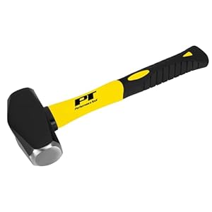 Performance Tool M7105 Heavy Duty Fiberglass Handle Hammer with Anti-Shock Rubber Cushion Grip and Mirror Polished Striking Face, 11-Inch Handle