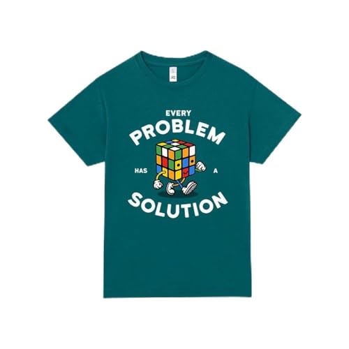 Pampling Camiseta Infantil para Niños y Niñas de Manga Corta 100% Algodón, Ropa Cómoda y Transpirable con Diseños Originales, Color Verde (Every Problem, XL)