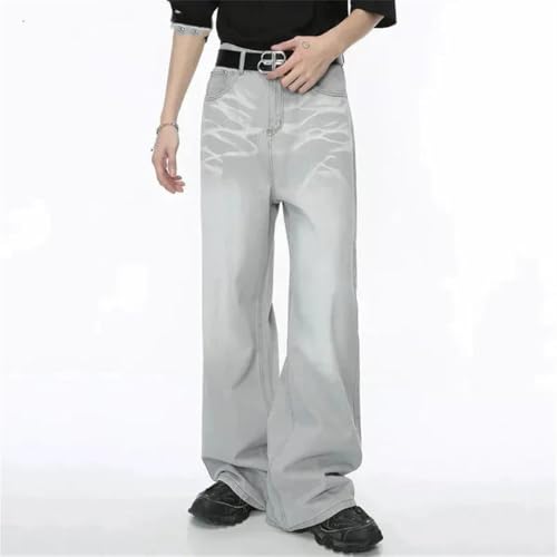 Men's Straight Jeans Vintage Denim Pants Tie-Dyed Design Wide Leg Trousers2