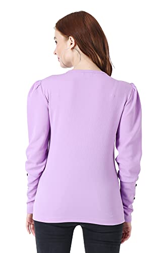 Image of POPWINGS Casual Solid Puff Button Long Sleeves Tops for Women || Summer Round Neck and Stylish Western Top for Women
