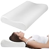 Souvik Nackenkissen Kopfkissen, Memory Foam Kissen, Bequemes Kopfkissen für Seitenschläfer, Pillow Rücken- und Bauchschläfer mit Nackenstütze, mit waschbarem Bezug, 60x40x12/9cm