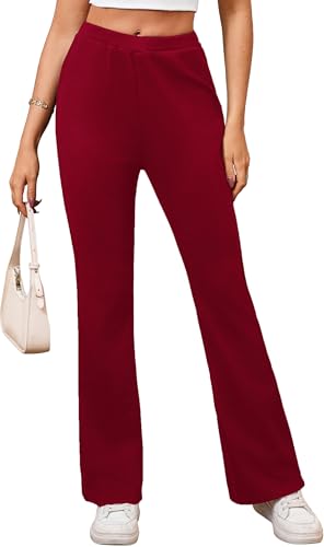 Women's High Waisted Drawstring Waist Wide Leg Solid Color Pants Sweatpants Casual Loose Yoga Pants with Pockets