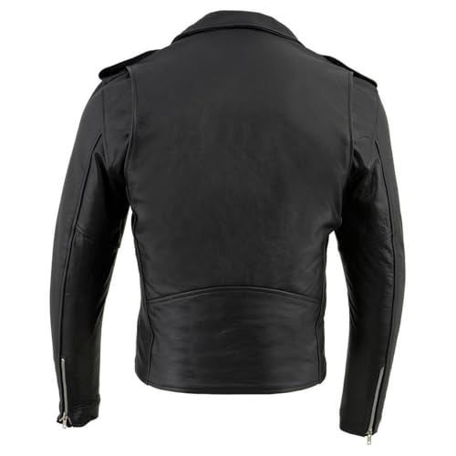 Image of Milwaukee Leather Men's Black Leather Classic Plain Side Police Style M /C Jacket - LKM1781