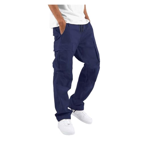 Pantalon de loisirs respirant bleu marine avec poches cargo et taille S-5XL