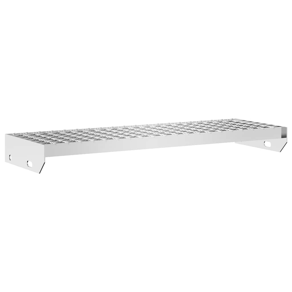 Gradino a griglia zincato, 70 x 24 x 7 cm, antiscivolo, per scale per interni ed esterni, resistente alle intemperie, durevole, con bordi antiscivolo, adatto per industria, commercio