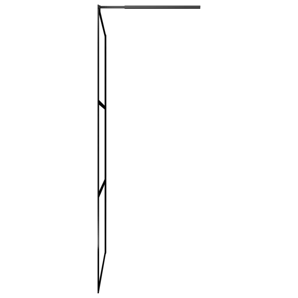 Mampara de ducha de cristal templado de color negro, 90 x 195 cm, cristal de seguridad de 5 mm con marco de aluminio, perfil ajustable y barra de apoyo flexible para un fácil montaje
