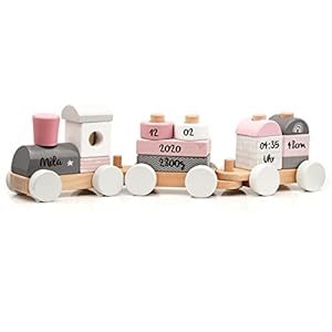 Kidslino Holz Eisenbahn rosa personalisierbar