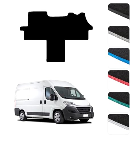 GCM - Car Floor Mats for Fiat Ducato Motorhome 2015+ Onwards Floor Protection - Anti Slip & Fit Car Mat with Clips Easy to Clean Car Carpet for All-Weather- Black Edging, Carpet