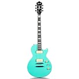 Grote LPS-023 Matte Finished Electric Guitar with P-90 Pickups - LP Style Mahogany Solid Body Guitar (Green)