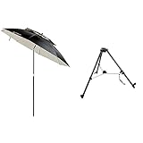 キャプテンスタッグ(CAPTAIN STAG) パラソル 傘 日傘 日除け UVカット アウトドア 2段 チルト パラソル 径200×高さ210cm 収納バッグ付き ブラック UD-70 & ポール パラソル 三脚スタンド ペグ付 UD-0010【セット買い】