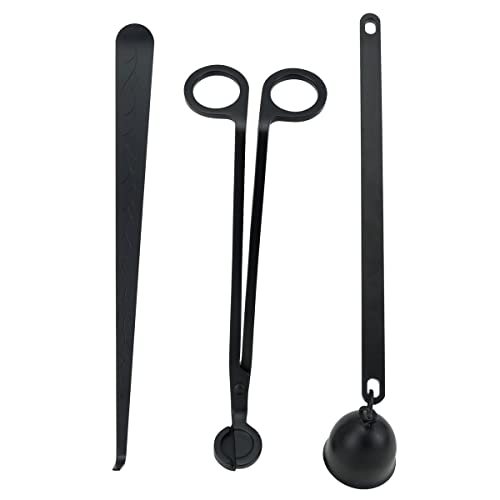 Viscacha 3 in 1 Candle Accessory Set with Candle Wick Trimmer & Wick Dipper & Candle Snuffer Extinguisher, Wick Cutter & Wick Scissor Candle Gift Set for Candle Lovers(Black)
