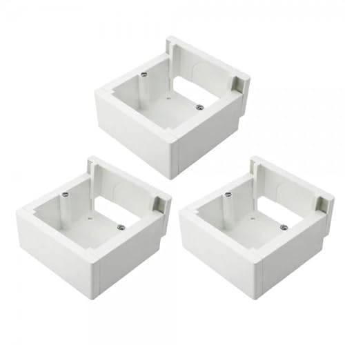 ELS Pack de 3 cajas de superficie enlazable 85x85x42mm, Blanco, Plástico, no resistente al agua