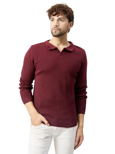 Image of Kvetoo Full Sleeve Winter Wear Woolen Collar Polo Sweater for Men