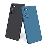 YLK 2 Pièces Coque Samsung Galaxy S20 FE / S20 FE 5G, Doublure en Fibre, Etui Housse Silicone Mince Souple Anti-Rayures Antichoc Coque pour Samsung S20 FE,Noir/Bleu Marine