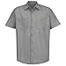 Red Kap Mens Industrial Shirt, Regular Fit, Short Sleeve, Light Grey, Large US