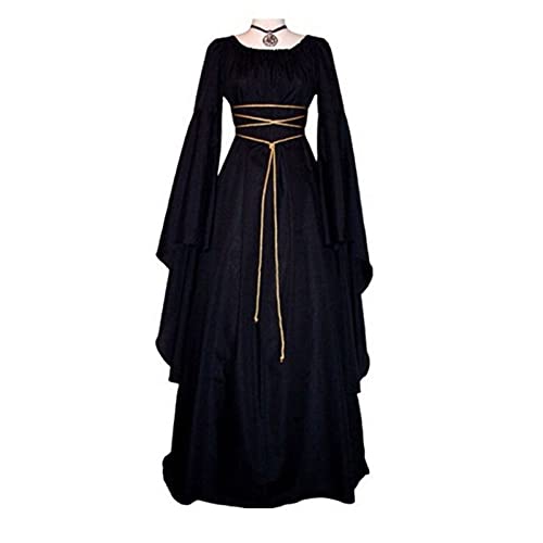 Halloween Kostüm Damen - Mittelalter Kleidung Damen Hexenkostüm Gothic Kleid Vampir Kostüm Viktorianisches Kleid Steampunk Dress Korsett Schwarz...