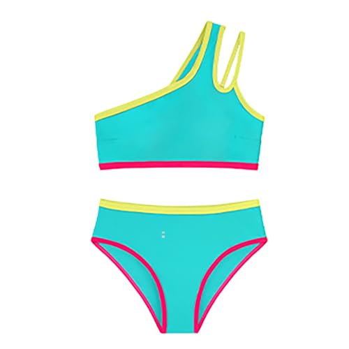 Bikini asymétrique deux pièces coloré avec coussinets pour fille de 7 à 16 ans