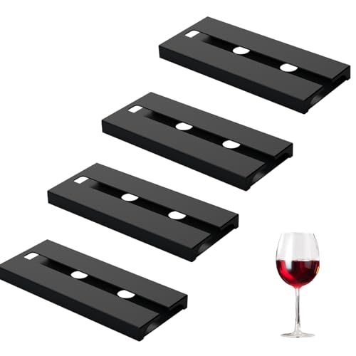 Dwitkul 4 Piezas Soporte para Copas de Vino de Pared Colgador Copas Estante Colgar Copas sin Taladrar Cuelga Copas para Bar Hogar Cocina Restaurante (Negro)