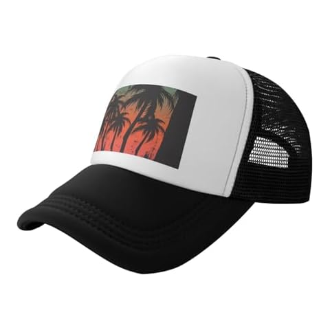 HooYiiok Palm Tree Baseball Hats for Men - Mens Trucker Hats - Trucker Hats for Men Black Cover