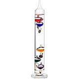 Lily's Home 14 inch Glass Galileo Thermometer with 5 Multi Colored Balls with Gold Tags from 64ΒΊF to 80ΒΊF, Ideal Gift for Family or Friends, Holiday Gift, Indoor and Outdoor DΓ©cor