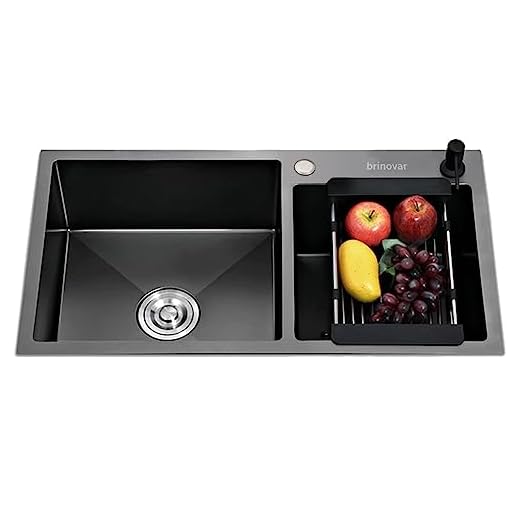 Cuba Pia Gourmet Dupla Preta Cozinha Aço Inox C/Acessórios Brinovar