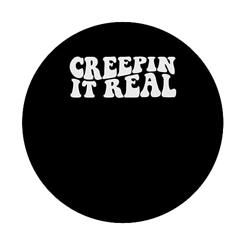 Creepin It Real Spooky Halloween Creepy Ghostly Design PopSockets Swappable PopGrip, Black - Image 3