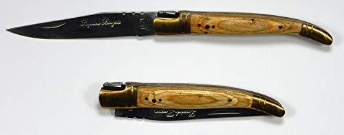 Laguiole Couteau de Poche 10 cm en Bois Exotique - Longueur Totale : 19 cm - Longueur de Lame : 8,5 cm Cover