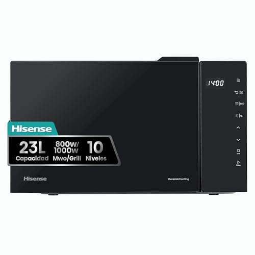 Hisense H23MOBS5HG4 - Microondas Digital con Grill 23 Litros, 1000W, Revestimiento Cerámico,...