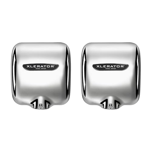 XLERATOR XL-SB 1.1N High Speed Commercial Hand Dryer, Brushed Stainless Cover, Excel Dryer, Automatic Sensor, Surface Mounted, Noise Reduction Nozzle, LEED Credits 12.2 Amps 110/120V (2 Pack)