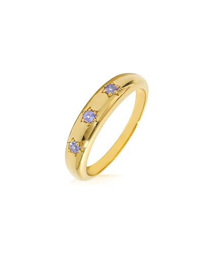 YoTreasure Tanzanite Wedding Band Ring 14k Gold Plated Over 925 Silver Gemstone Jewelry for women3