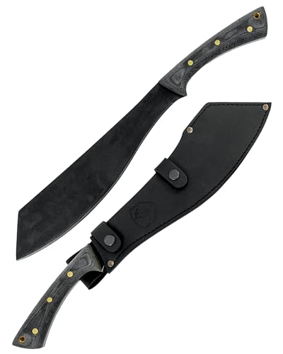 Condor Tool & Knife Warlock Heavy Duty Machete - 1075 High Carbon Steel - Hand Crafted Leather Sheath - Tactical Machete - 0.2in Thick - 14.5in Blade - 30.7oz