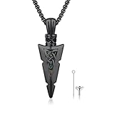 REDSUN Collar de urna celta con flecha negra para hombre, plata de ley 925, colgante de ceniza para mujer, hombre, cadena para cenizas conmemorativas, flecha, amuleto, joya para mujer y hombre
