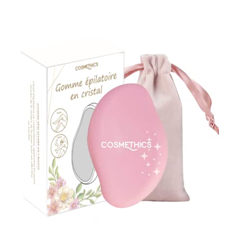 Cosm'Ethics® | New Crystal Hair Eraser Rose | Gomme épilatoire magique femme tous types de poils | Épilateur Indolore | Pochette offerte portable pour les Jambes les Bras Cover