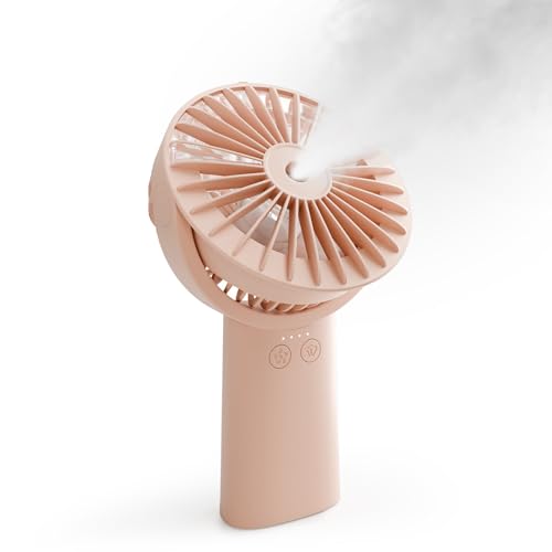 Image of HonHey Handheld Fan Misting Fan, 3 in 1 Hand Fan, Portable Mini Fan with Rechargeable Battery Operated and 3 Adjustable Speed[6-13-20 Working Hours], Foldable Personal Fan for Girls Women Travelling