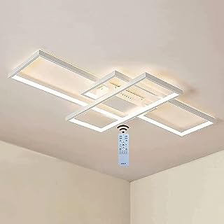 J.SUNUN LED dimmable Ceiling lamp,3 Bulbs,incl Remote Colour Temperature Control,Night Light Function and Timer,Soft glue and Aluminium,For living room,bedroom,dining room,lounge,office,90/110/140CM