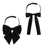 Josojoou 2Pcs Bow Ties for Women Self-tie Black Bowtie Adjustable Polyester Bow Tie Folding Bowties Accessory for Shirt Party Wedding Cosplay