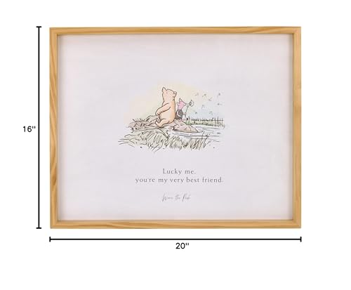 Nojo 3079027P Disney Winnie The Pooh - Classic Pooh "Lucky Me, You'Re My Very Best Friend" With Piglet Natural Pine Wood Framed Art Canvas Wall Décor thumb #5
