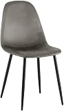 CLP Silla de Comedor tapizada Napier, Silla de Cocina con Respaldo y Estructura de Metal Negro, Silla tapizada para Comedor soporta hasta 150 kg, Color:Antracita, Material:Terciopelo