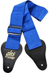 GHS Strings A8BL 2" Webbed Nylon Guitar Strap With Leather Ends Blue