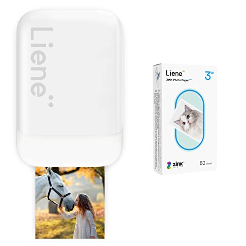 Liene 2X3” Photo Printer, Mini Instant Portable Photo Printer Bundle W/ 50 Zink Adhesive Paper, Bluetooth 5.0, Compatible W/Ios & Android, Small Picture Printer For Iphone, Smartphone, White #TOP16