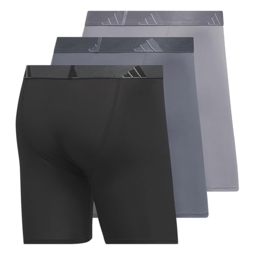 adidas Cueca boxer masculina de desempenho (pacote com 3), Preto/Cinza Onix/Cinza/Microfibra, M