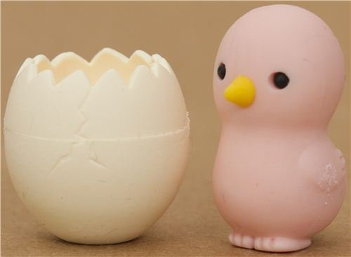 Gomma per cancellare con pulcino rosa nell'uovo