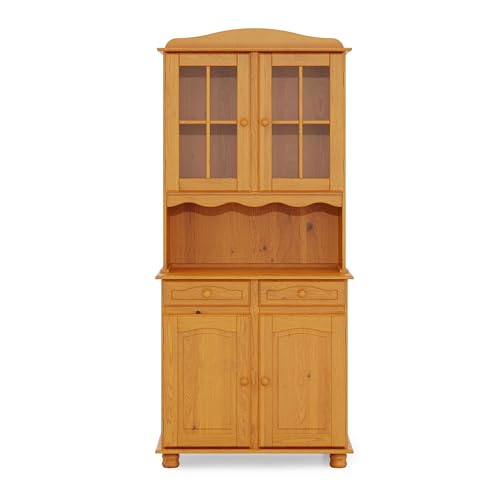 MOBLIT Alacena, realizada en Madera de Pino Macizo, seie canet. Medidas 197x42 (altoxfondo). Diferentes Elementos a Juego. Traseras en MDF. (88 de Ancho, Miel)