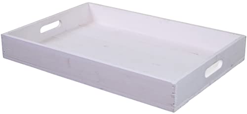 Plateau de service en bois - 60 x 40 x 8 cm - Plateau de petit-déjeuner - Plateau décoratif - Plateau de lit (marron)