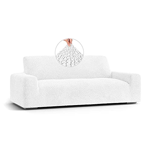 Sofa & Loveseat Slipcover - Stretch Couch Cover - Cushion Love seat & Sofa Cover - Soft Polyester Fabric Slip Cover - 1-Piece Form Fit Washable Protector for Pet - Velvet Collection - White