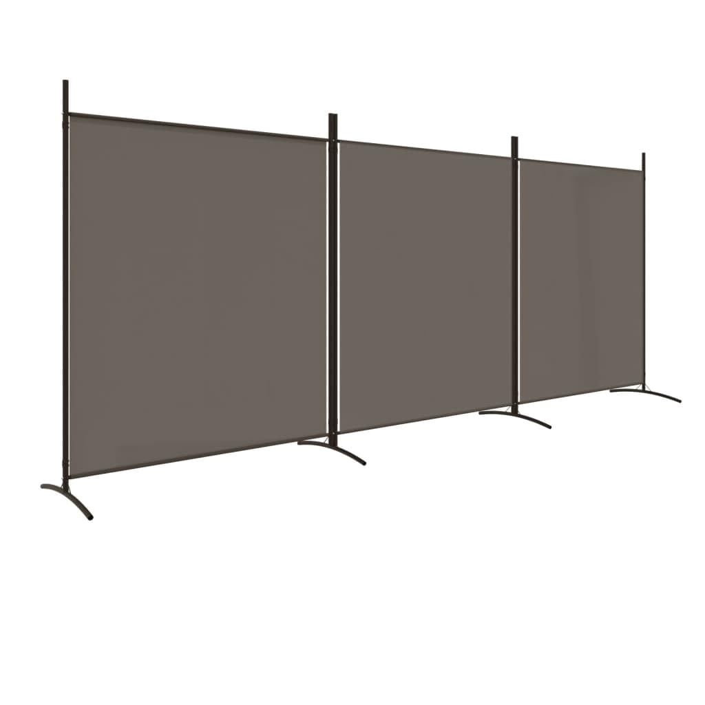 vidaXL 3-Panel Room Divider Folding Privacy Protection Screen Room Separator Paravent Wall Partition Panel Screen Dressing Wall Anthracite Fabric