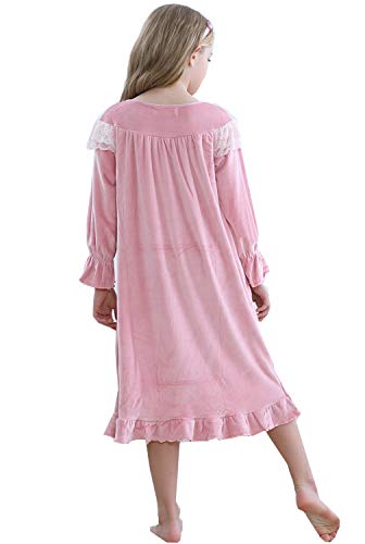 Image of Girls Princess Nightgown,Winter Long Sleeve Flannel Nightdress Pajamas Dress Kids 3-12 Years