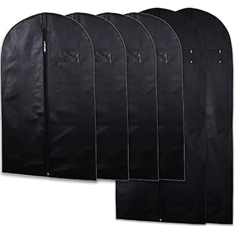 Goal Winners 6 Pack Breathable Clothes Cover Storage Bags Long Dress Garment Dust Proof Moth Protector Suit Travel Coat Bag With Full Length Zipper, 4x100cm (40'') + 2x138cm (54'') (Black) (CC40&54) Cover