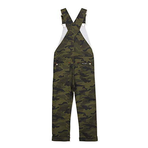 Image of Cherry Crumble Green Camouflage Printed 100% Cotton Sleeveless Strap Neck Casual Wear Regular Fit Summer Dungaree For Boys And Girls