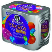 V8 V-Fusion Pomegranate Blueberry Flavored Vegetable & Fruit Juice + Energy, 8 oz, 6pk(Case of 2)